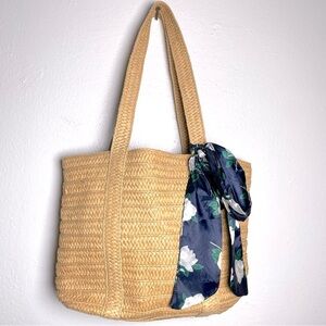 Draper James Straw Beach Tote Magnolia Tie Preppy Southern Belle Garden Girl